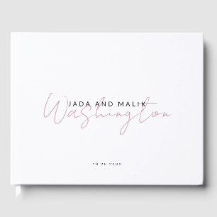 Livre D'or Nom du couple Mariage Monogramme rose Nom du scrip