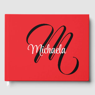 Livre D'or Nom initial minimaliste moderne monogramme rouge
