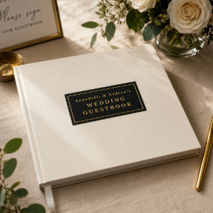 Livre D'or Nom personnalisé Élégant Minimaliste Ivoire et Noi