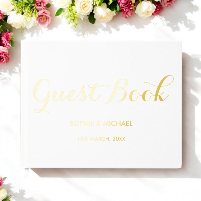 Livre D'or Noms de la mariée mariage White Foil Guestbook (Créateur téléchargé)