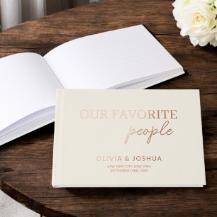 Livre D'or Nos Gens Favoris Beige Neutre Crème Minimaliste