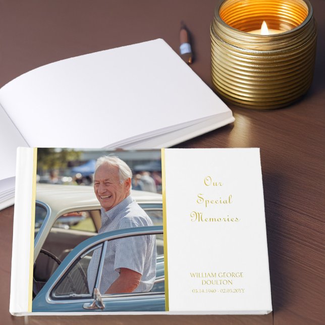 Livre D'or Nos souvenirs spéciaux Memorial Photo Gold (Memory Book or Condolences Book with Photo by Darling & May)