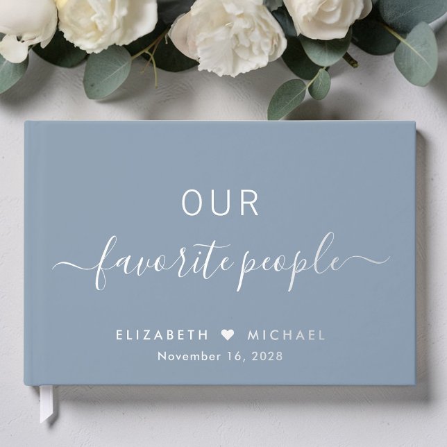Livre D'or Notre Mariage photo bleu Dusty (Our Favorite People Dusty Blue Photo Wedding Foil Guest Book)