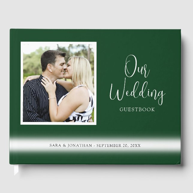 Livre D'or Notre Mariage Script photo Emerald Green Mariage (Recto)