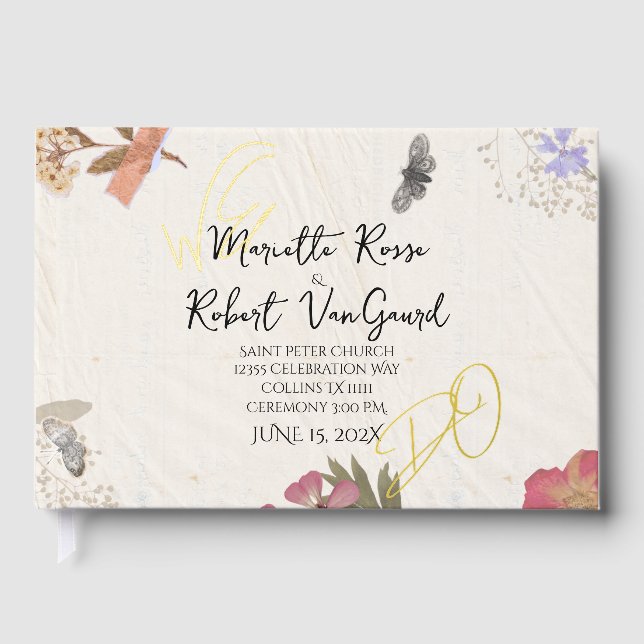 Livre D'or NOUS FAISONS Fleurs Pressées Shabby Garden Chic Ma (Recto)