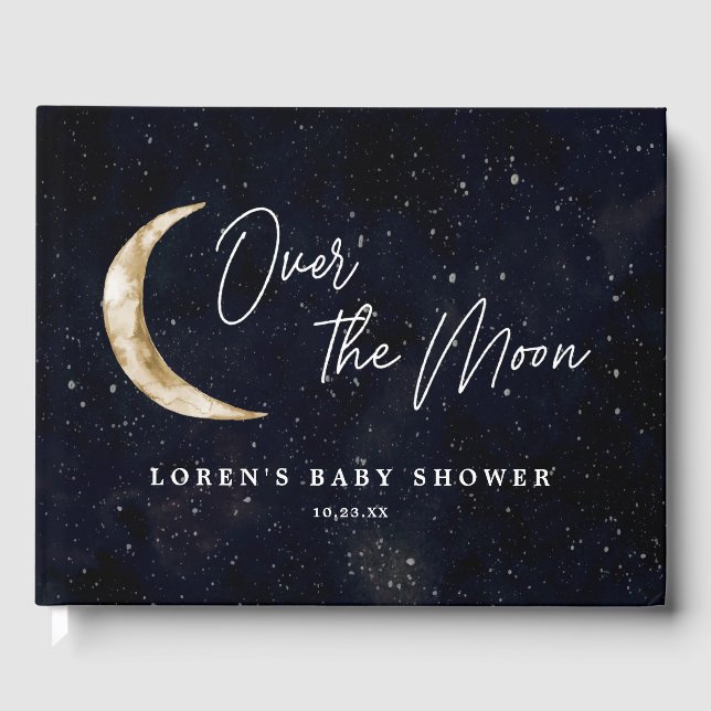 Livre D'or Nous Sommes Au-Dessus Du Baby shower Lune (Recto)