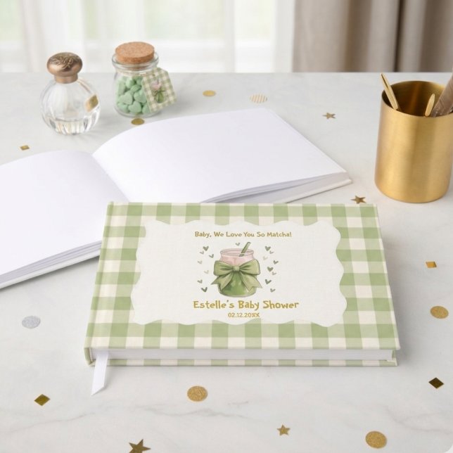 Livre D'or Nous Vous Aimons Tellement Matcha Gingham Cœurs Ar (Créateur téléchargé)