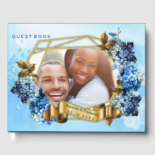 Livre D'or Nuances d'aquarelle bleue Hydrangeas