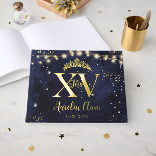 Livre D'or Nuit étoilée Navy Blue Or Quinceañera Mes XV 