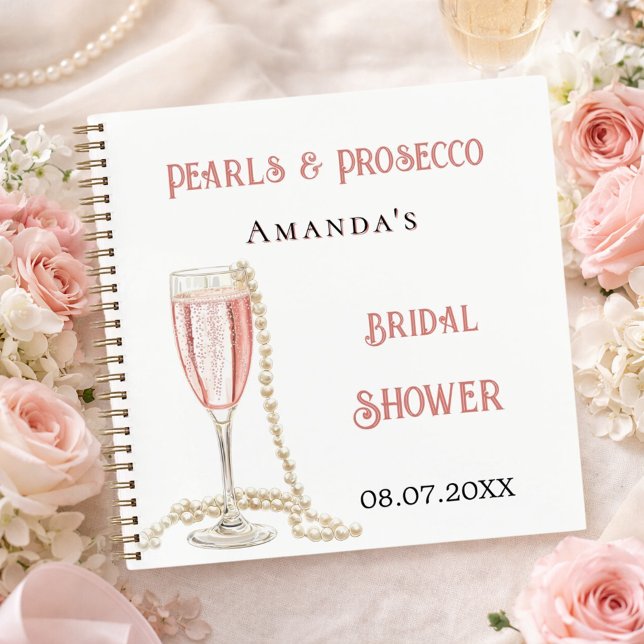 Livre d'or nuptiale douche perles roses Prosecco (Créateur téléchargé)