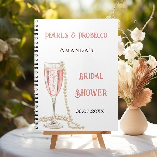 Livre d'or nuptiale douche perles roses Prosecco (Créateur téléchargé)