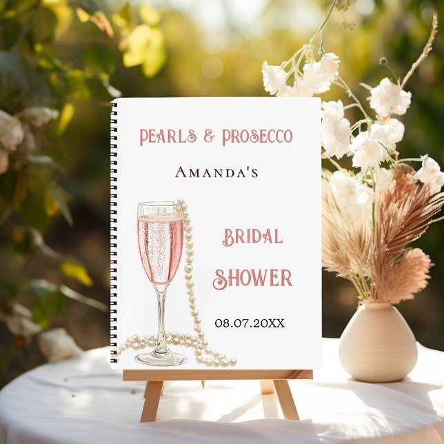 Livre d'or nuptiale douche perles roses Prosecco (Créateur téléchargé)