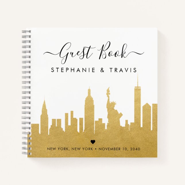 Livre d'or NYC Skyline Gold Destination Wedding (Devant)