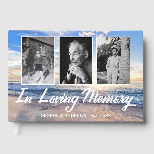 Livre D'or Ocean In Loving Memory Photo Collage (Recto)