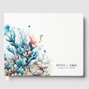 Livre D'or Ocean Splash Sea Coral Watercolor Beach Mariage