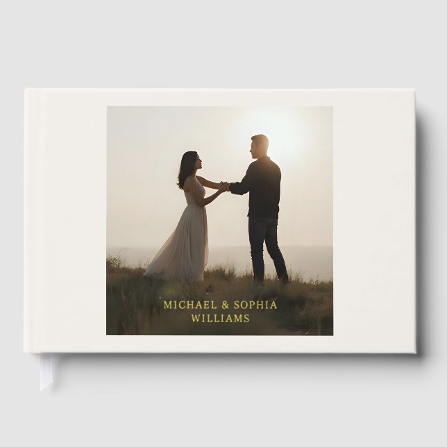 Livre D'or Off White Foil Guest Book Simple Photograph       (Recto)