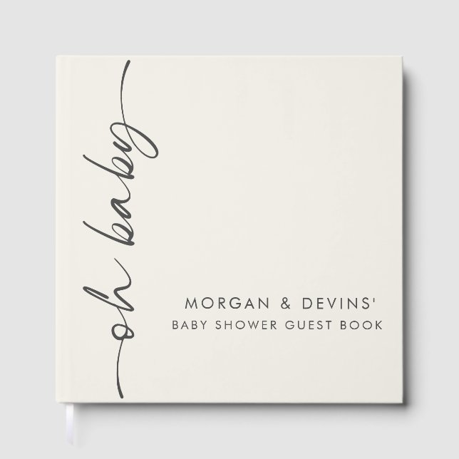 Livre D'or Oh Baby Beige Baby Shower Guest Book (Recto)