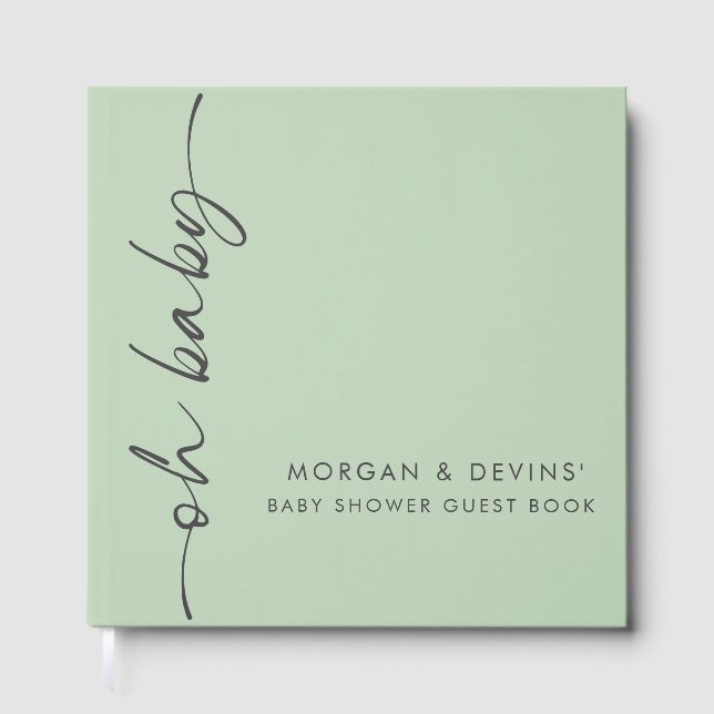 Livre D'or Oh Baby Green Baby Shower Guest Book (Recto)
