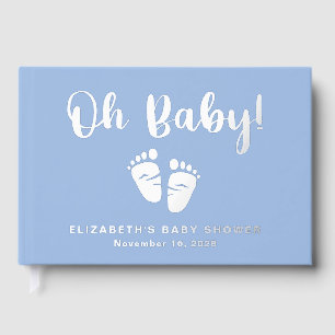 Livre D'or Oh Bébé Argent Foil Bleu Pieds Garçon Douche
