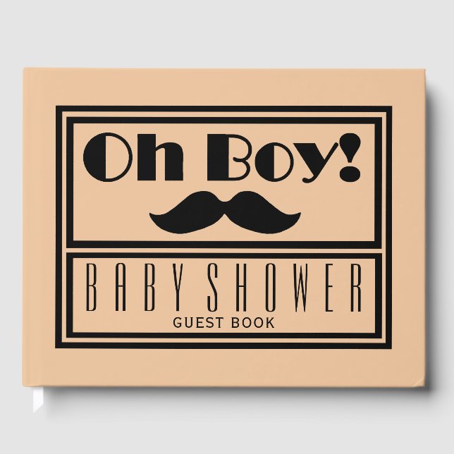 Livre D'or Oh garçon Baby shower de moustache noire (Recto)