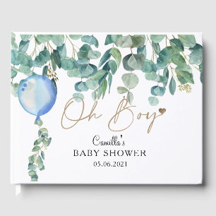 Livre D'or Oh garçon Eucalyptus Baby shower bleu ballon
