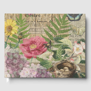Livre D'or Oiseau Nid Floral Jardin Fleur Papillon Art