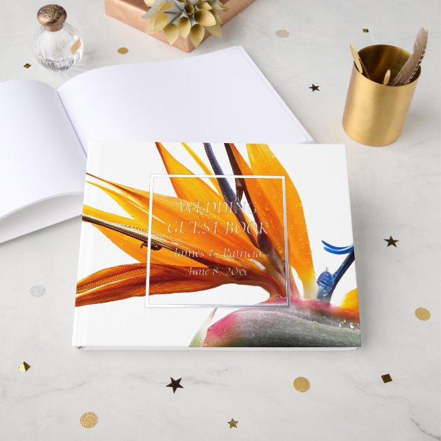 Livre D'or Oiseau tropical du Paradis Plante Mariage floral (Recto ouvert)