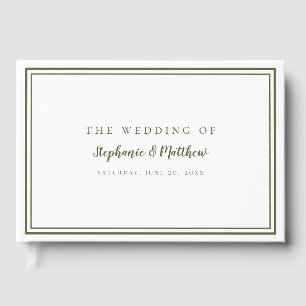 Livre D'or Olive Green & White Classic Simple Moderne Mariage