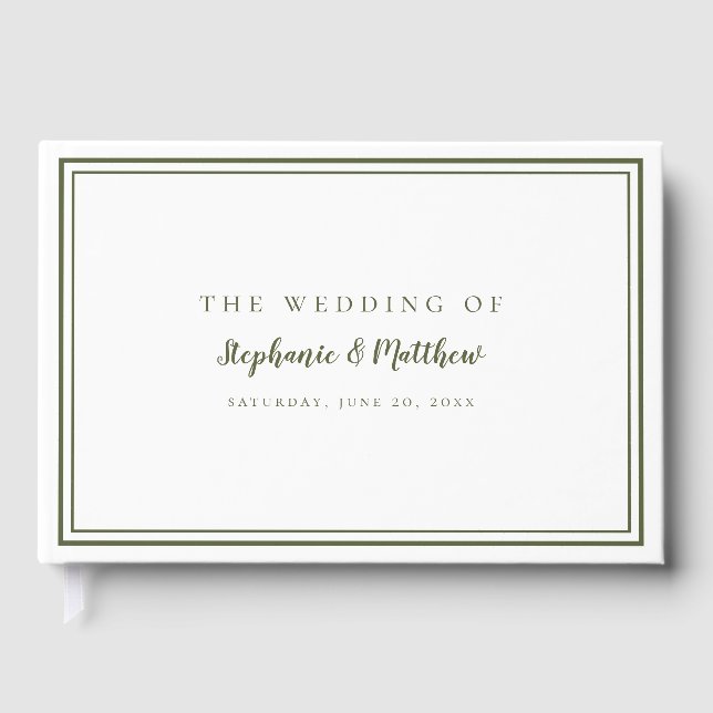 Livre D'or Olive Green & White Classic Simple Moderne Mariage (Recto)