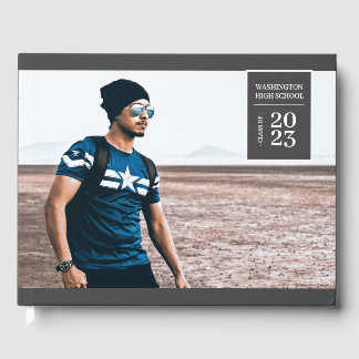 Livre D'or Onglet photo simple Graduation Grey Guest Book