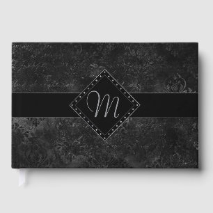 Livre D'or Onyx Black Velvet Monogramme de hachage de table
