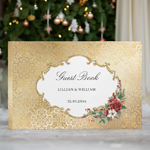 Livre D'or Opulence dorée Noël Mariage floral
