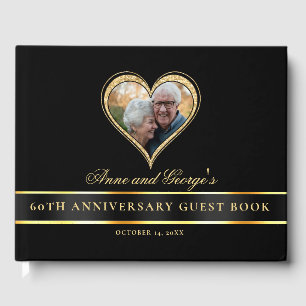 Livre D'or Or Glitter Cœur Photo 60e Anniversaire