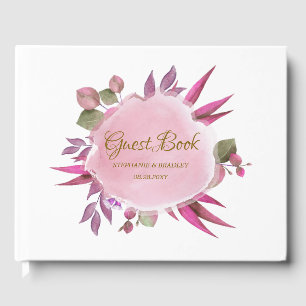 Livre D'or Or rose moderne Elégant Aquarelle Mariage Floral