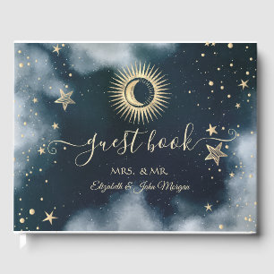 Livre D'or Or Soleil Céleste Lune, Étoiles Ciel Nocturne