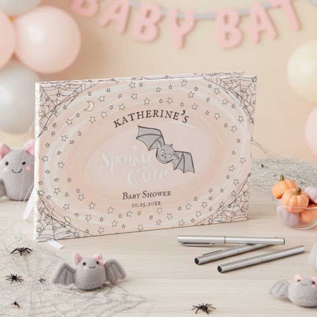 Livre D'or Orange Éffrayant Cute Bats Baby shower d'Halloween (Orange Spooky Cute Halloween Baby Shower Guest Book for Mother to Be Gender Neutral Fall Baby Shower)