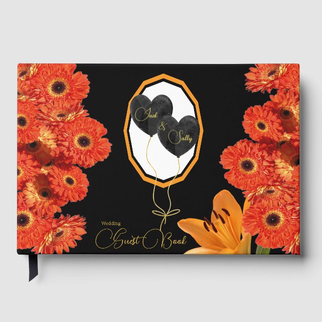 Livre D'or Orange floral et Mariage noir (Recto)