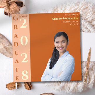 Livre D'or Orange Modern Photo Graduation Party Gold