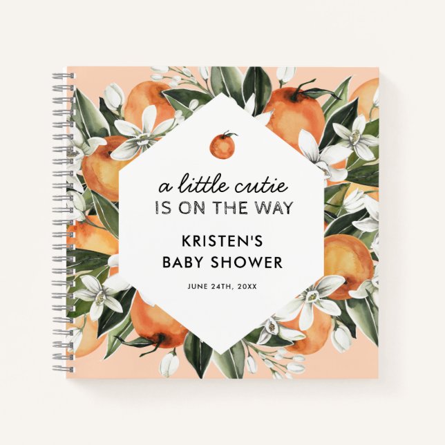 Livre d'or Orange Theme Little Cutie Baby shower (Devant)