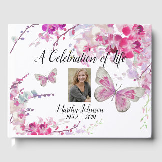 Livre d'or Orchidées roses et Papillon