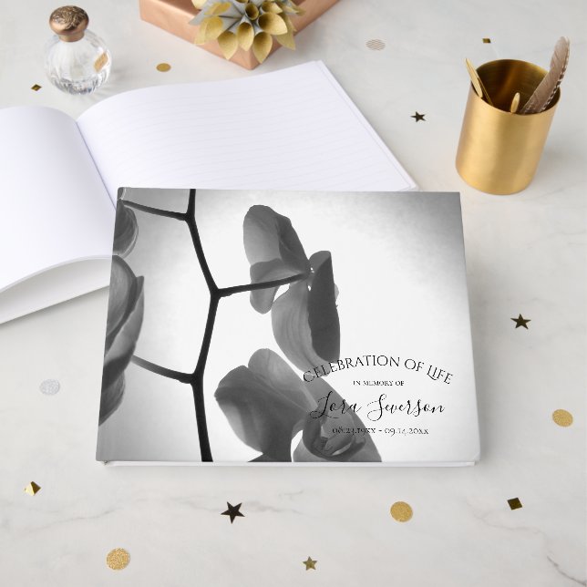 Livre D'or Orchidées sur la Stem Celebration of Life Memorial (Recto ouvert)