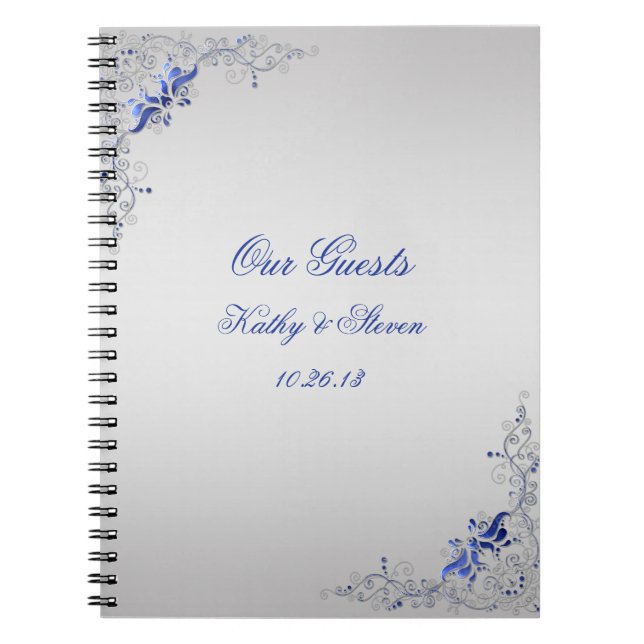 Livre d'or Ornat Blue Silver Swirls (Devant)