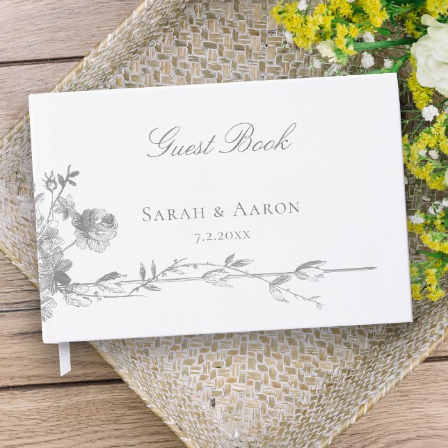 Livre D'or Ornate Classic French Rose Border Wedding (Créateur téléchargé)