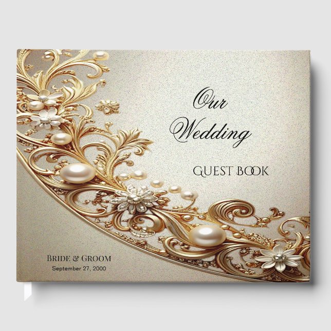 Livre D'or Ornate Gold Flourish Guest Book (Recto)