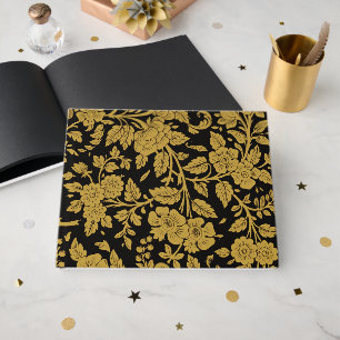 Livre D'or Ornement floral en laque indien noir et or antique