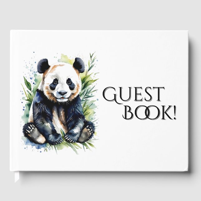 Livre D'or Ours de panda aquarelle personnel unique (Recto)