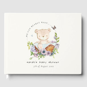 Livre D'or Ours En Teddy Cute Dans Panier Fleur Baby shower B
