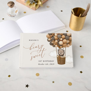 Livre D'or Ours mignon, Ballons Brown, Premier anniversaire