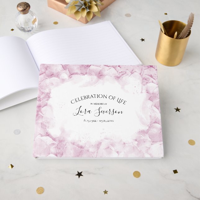 Livre D'or Pale rose Hydrangeas Célébration de la vie (Recto ouvert)