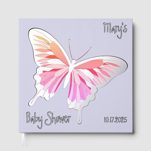 Livre D'or Palette de papillon Baby shower de palette argent (Recto)